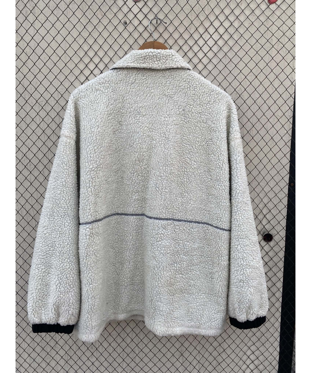 White, oversized, teddy, zipper jacket