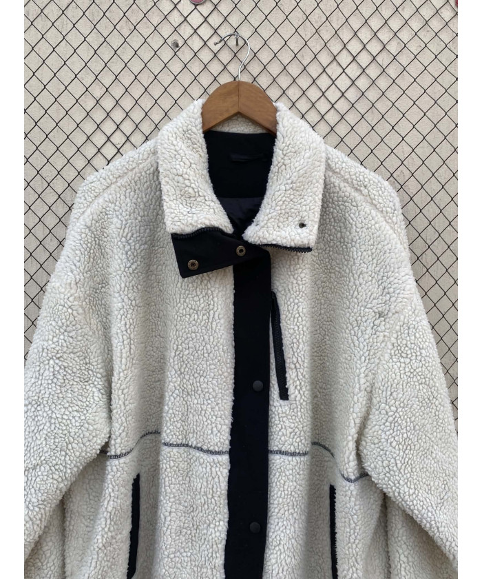 White, oversized, teddy, zipper jacket