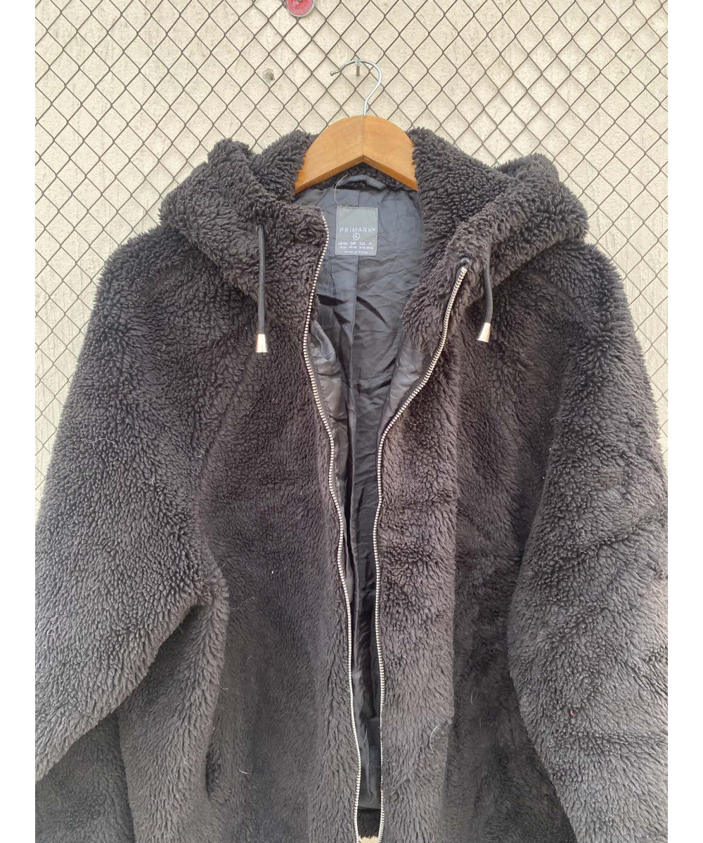 Black, teddy, hooded, zipper jacket