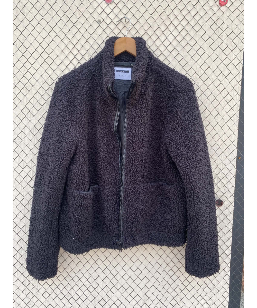 Black, teddy, zipper jacket