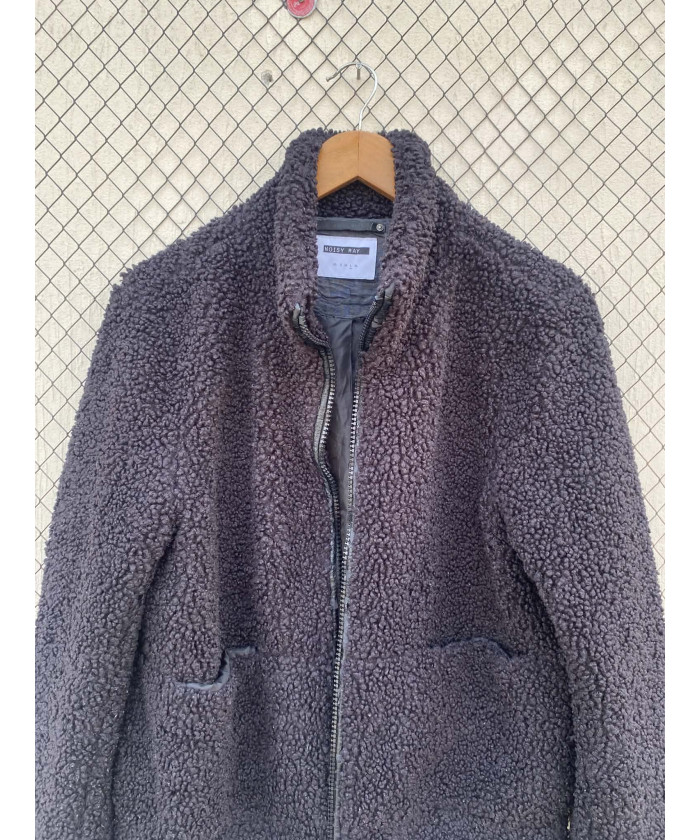 Black, teddy, zipper jacket