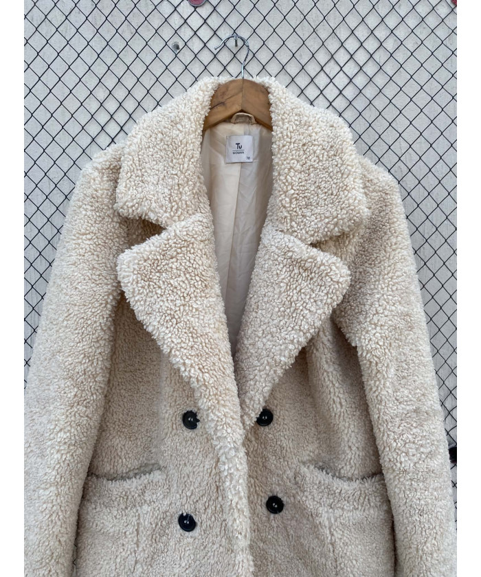 Cream-colored, teddy coat