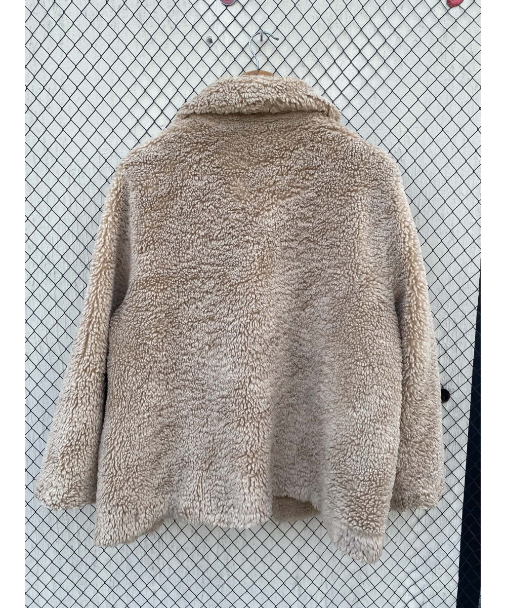 Beige, teddy, button-up jacket