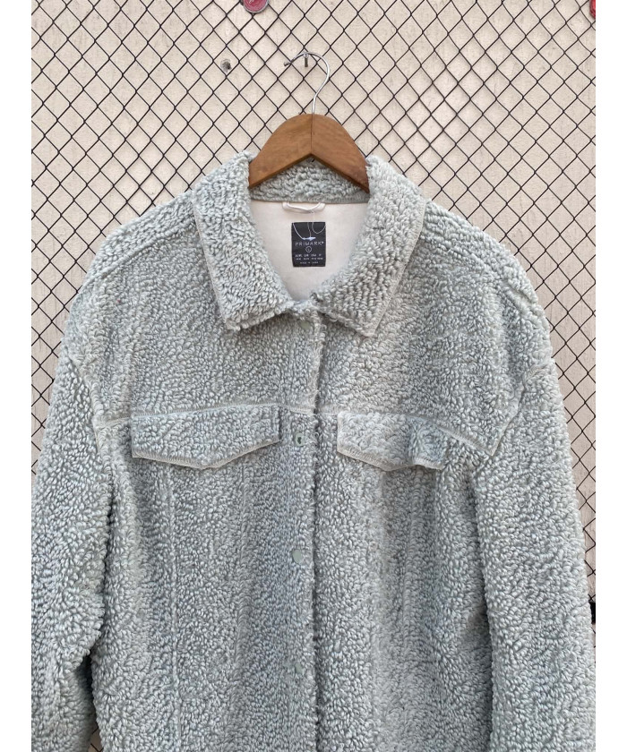 Mint green, teddy, button-up jacket