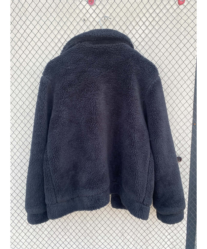 Black, teddy, zipper jacket