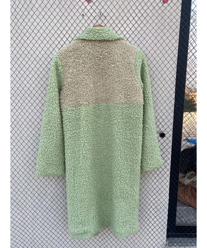 Two-toned, teddy, long jacket