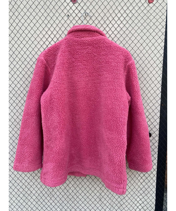 Pink, teddy, button-up jacket