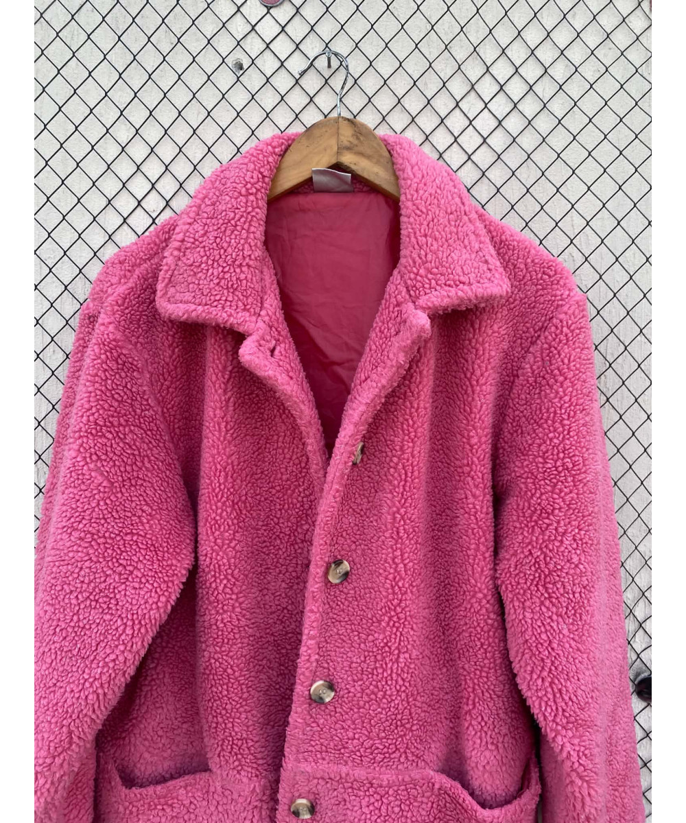 Pink, teddy, button-up jacket