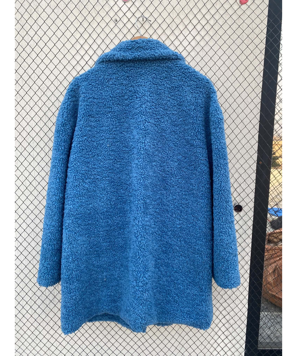 Cobalt blue-colored, teddy coat