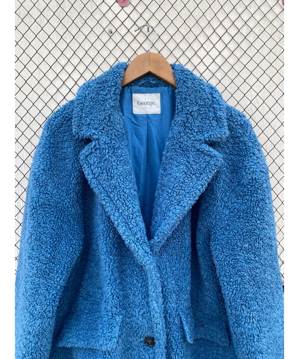 Cobalt blue-colored, teddy coat