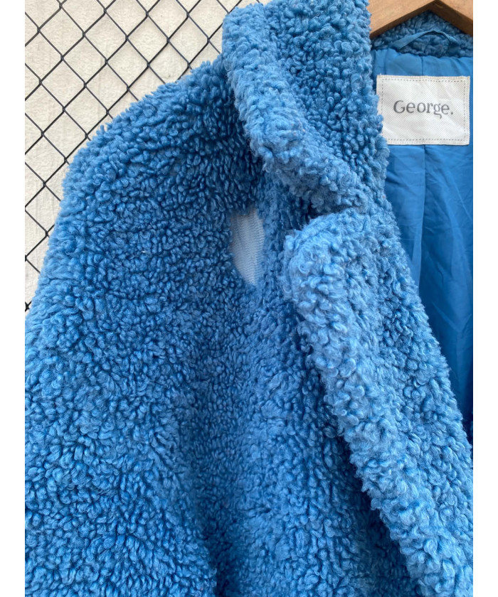 Cobalt blue-colored, teddy coat