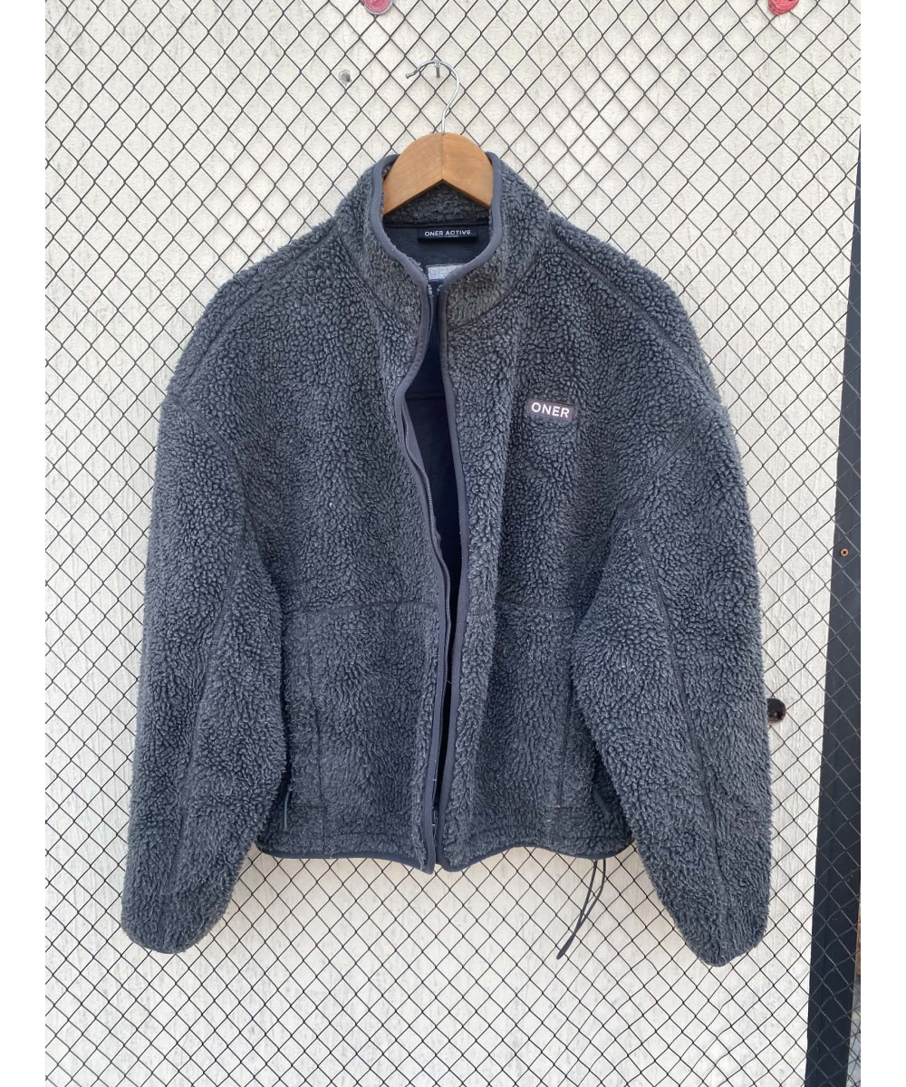 Dark gray, teddy, zipper jacket