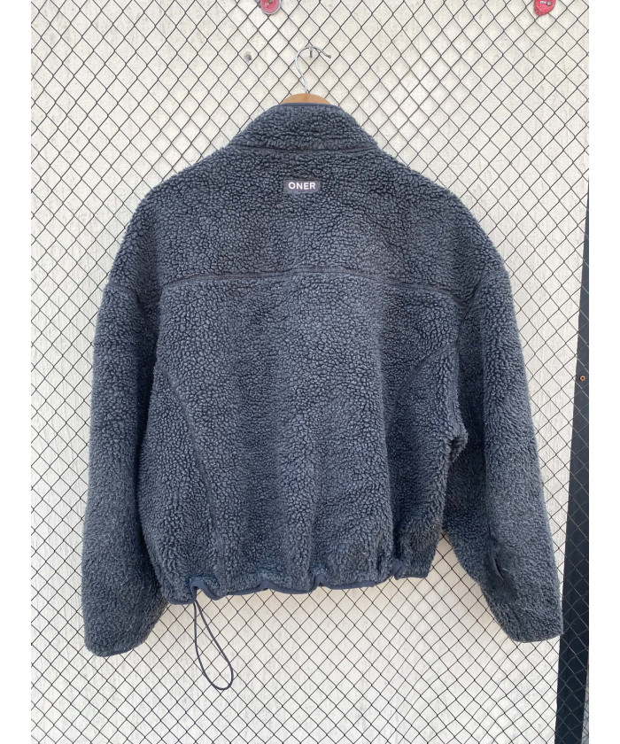 Dark gray, teddy, zipper jacket