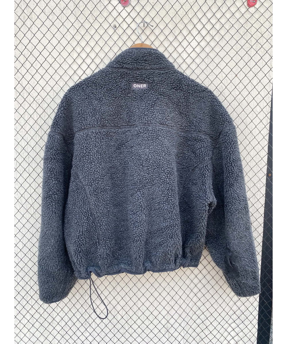 Dark gray, teddy, zipper jacket