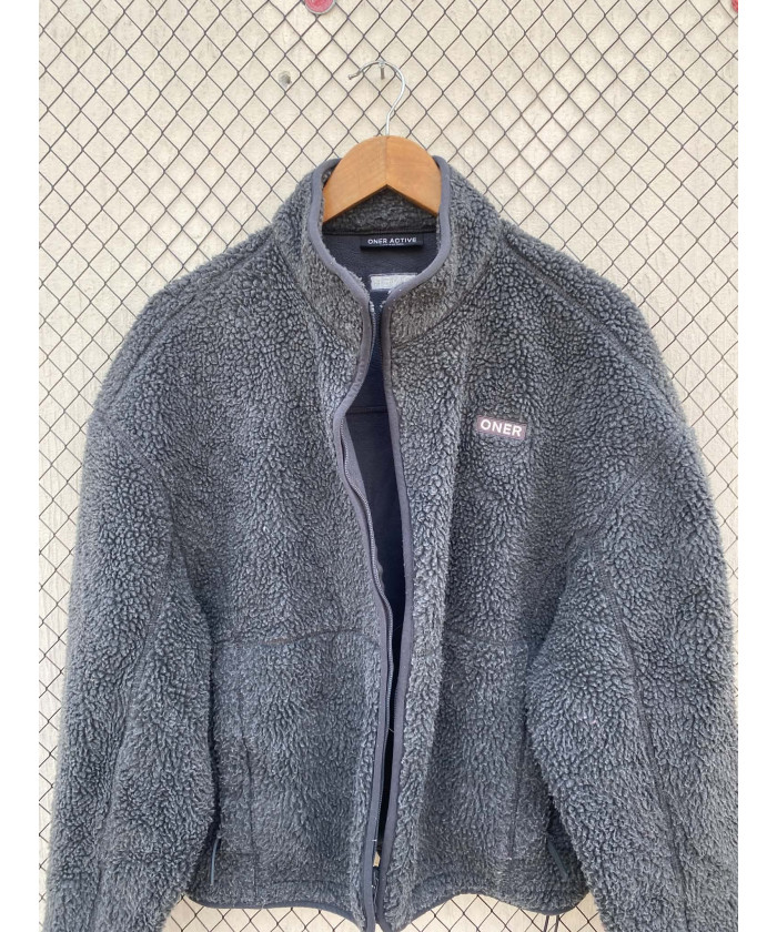 Dark gray, teddy, zipper jacket