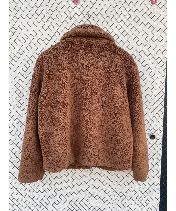 Brown, teddy, zipper jacket