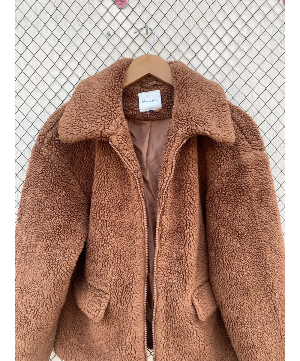 Brown, teddy, zipper jacket