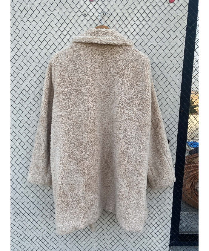 Cream-colored, long, teddy...