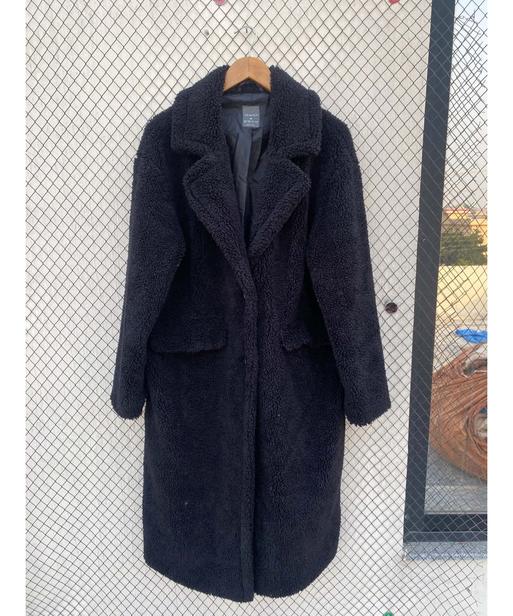 Black, long, teddy coat