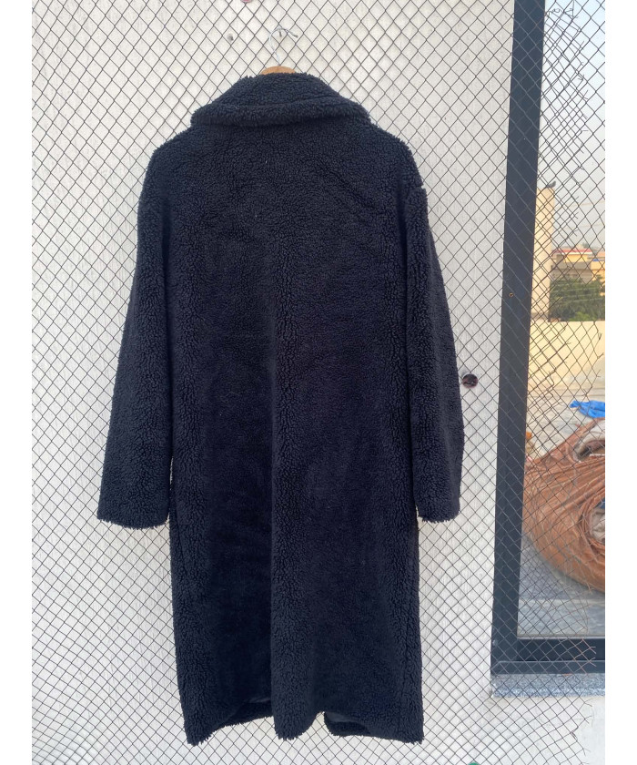 Black, long, teddy coat