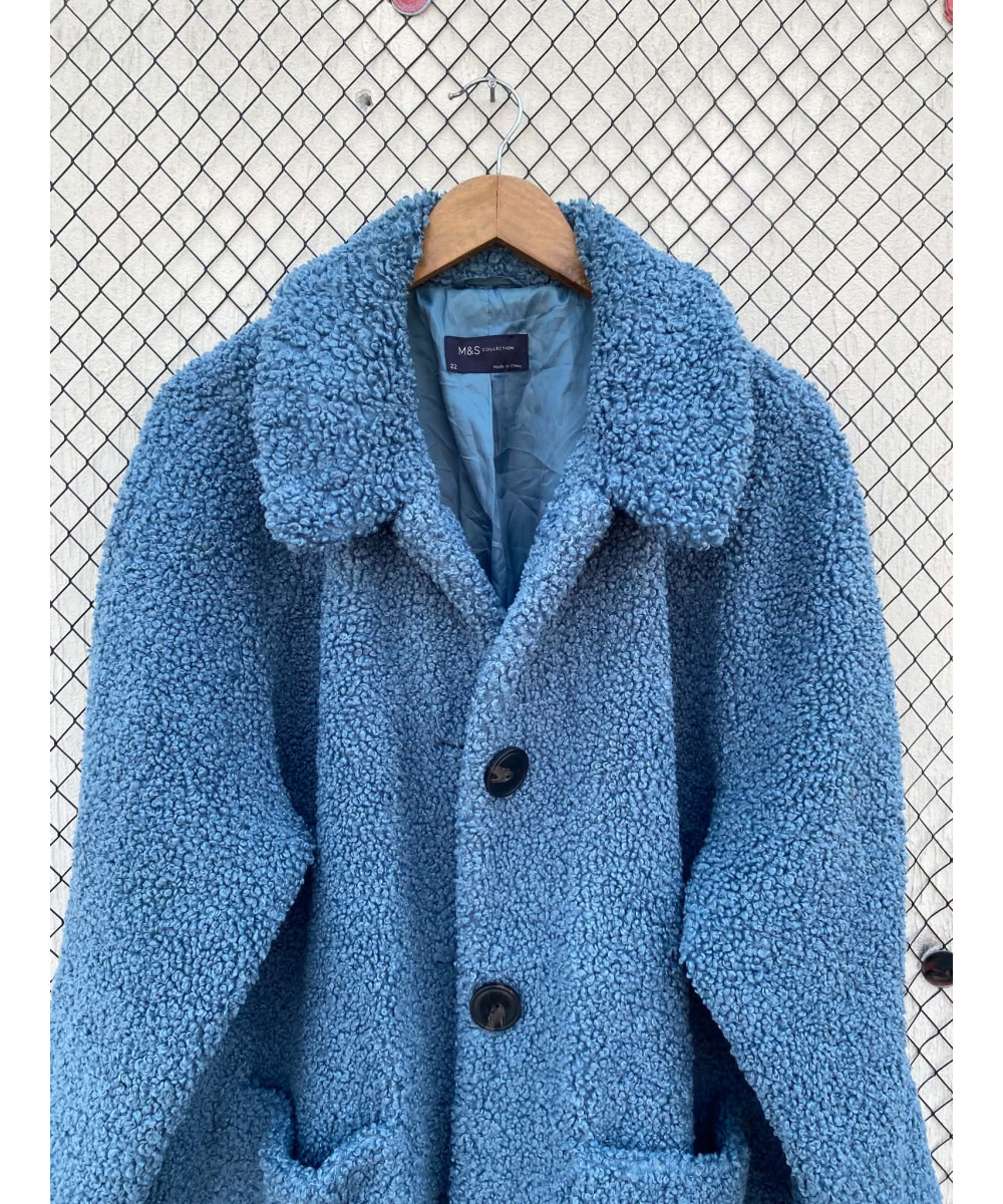 Blue, teddy, button-up jacket