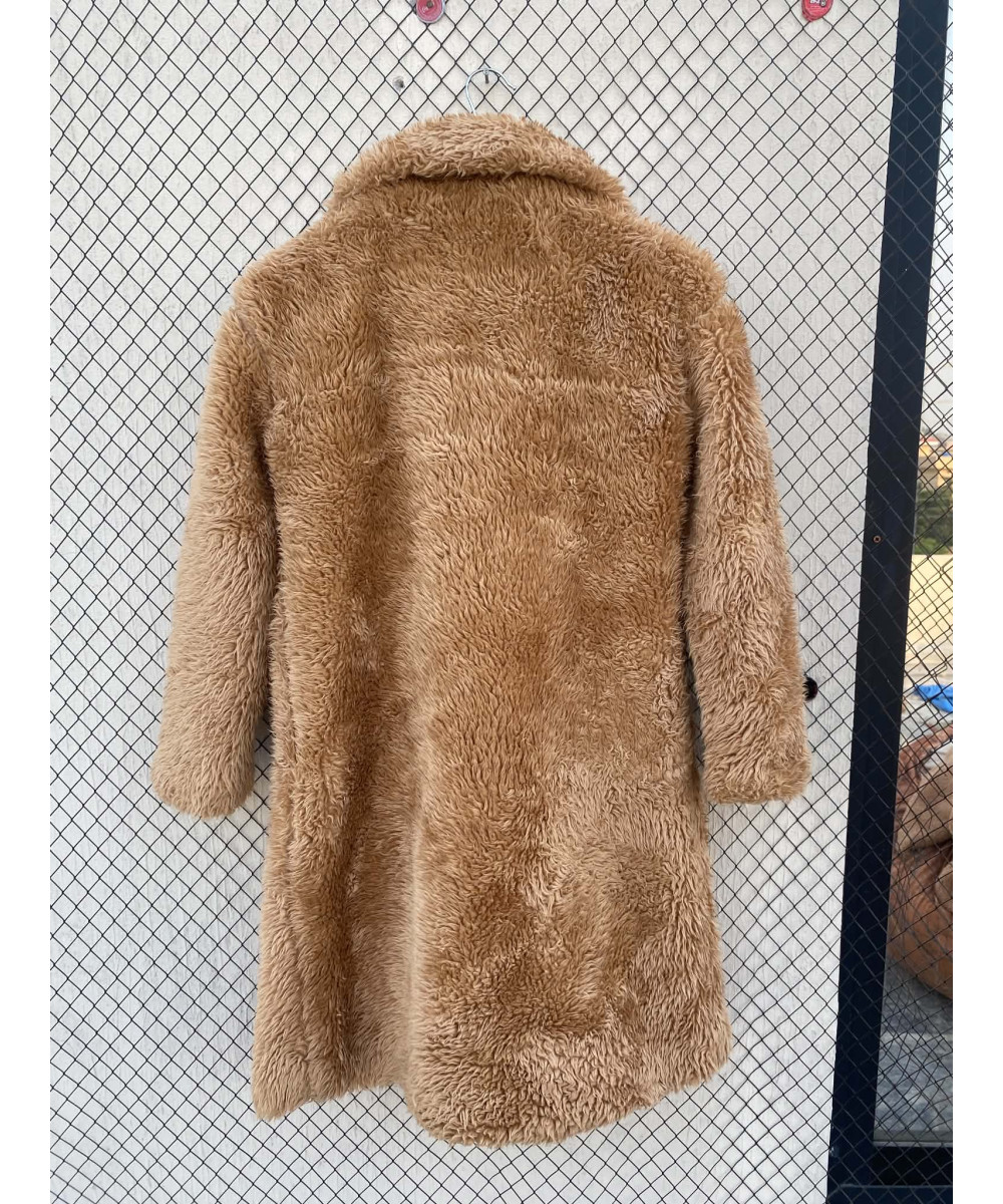Brown, long, faux fur coat