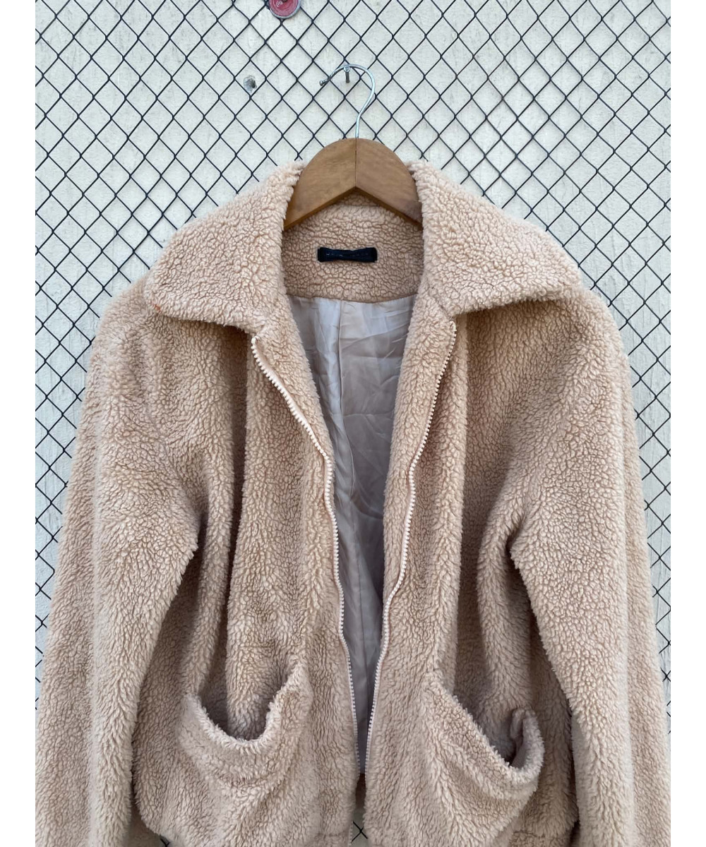 Beige, teddy, zipper jacket