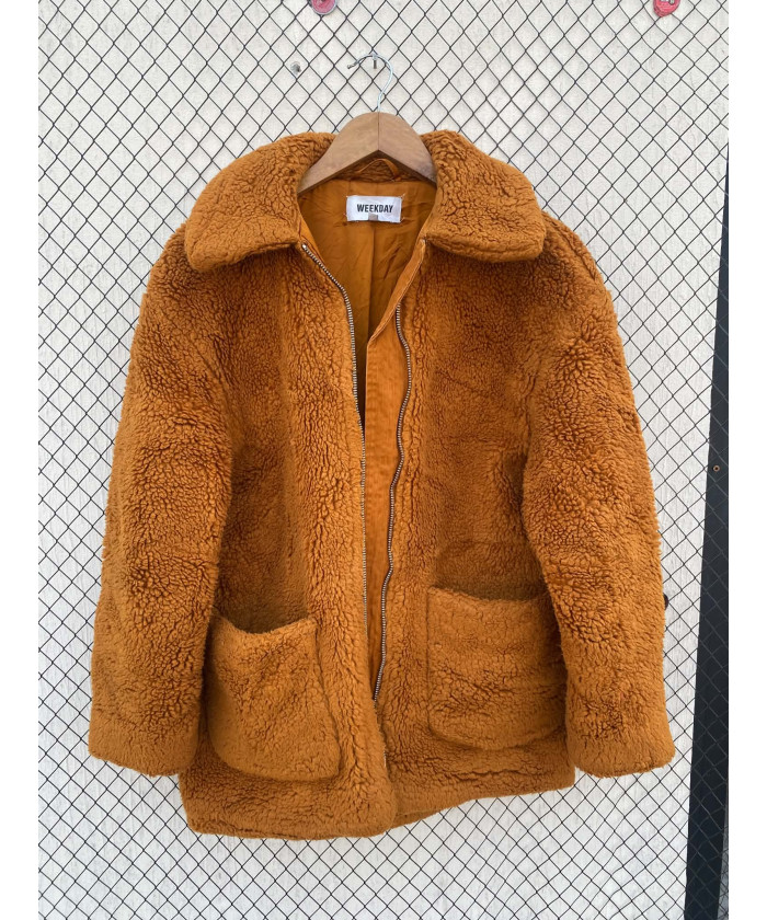 Rust colored, teddy, zipper...