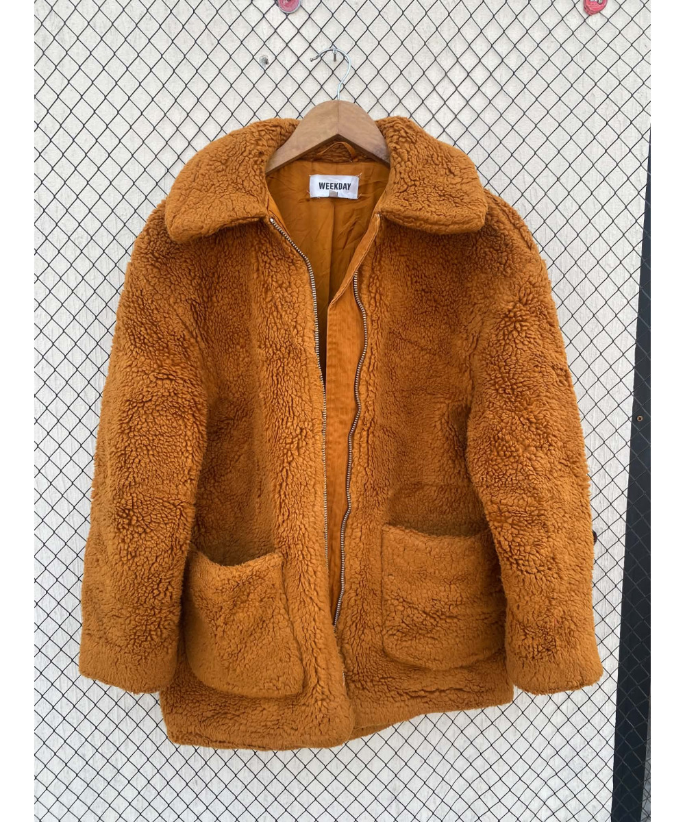 Rust colored, teddy, zipper jacket