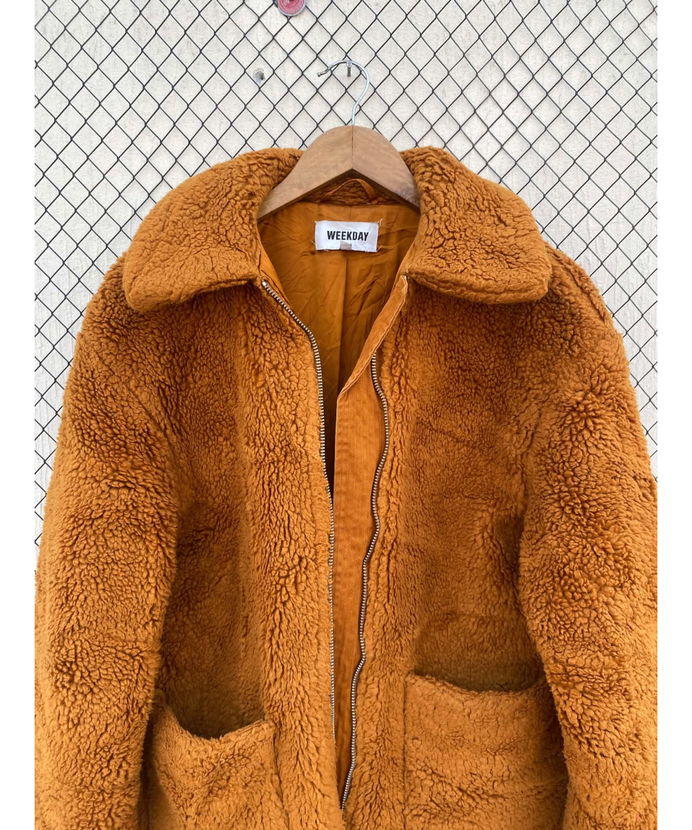 Rust colored, teddy, zipper jacket