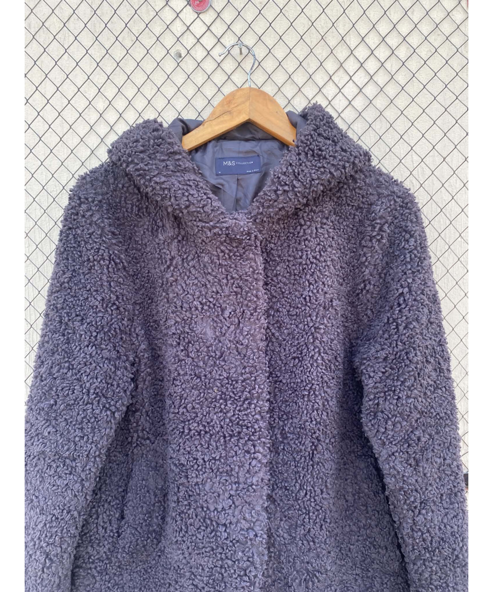 Black, teddy, hooded jacket