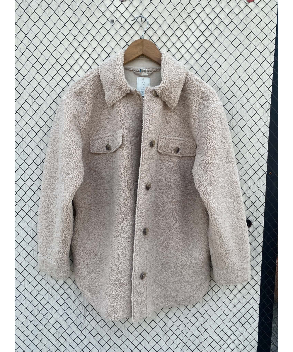 Beige, teddy shacket