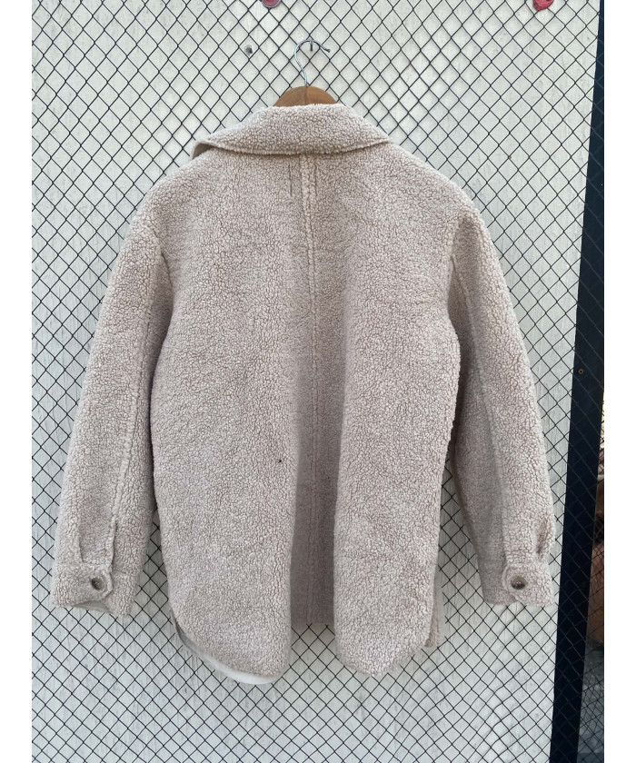 Beige, teddy shacket