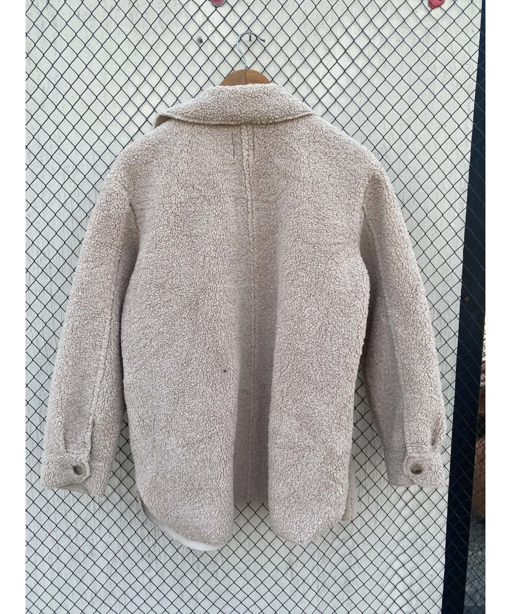 Beige, teddy, button-up jacket