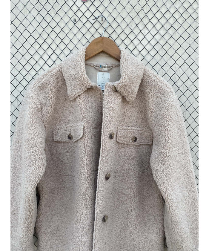 Beige, teddy shacket