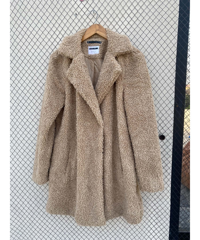 Camel-colored, long, teddy...