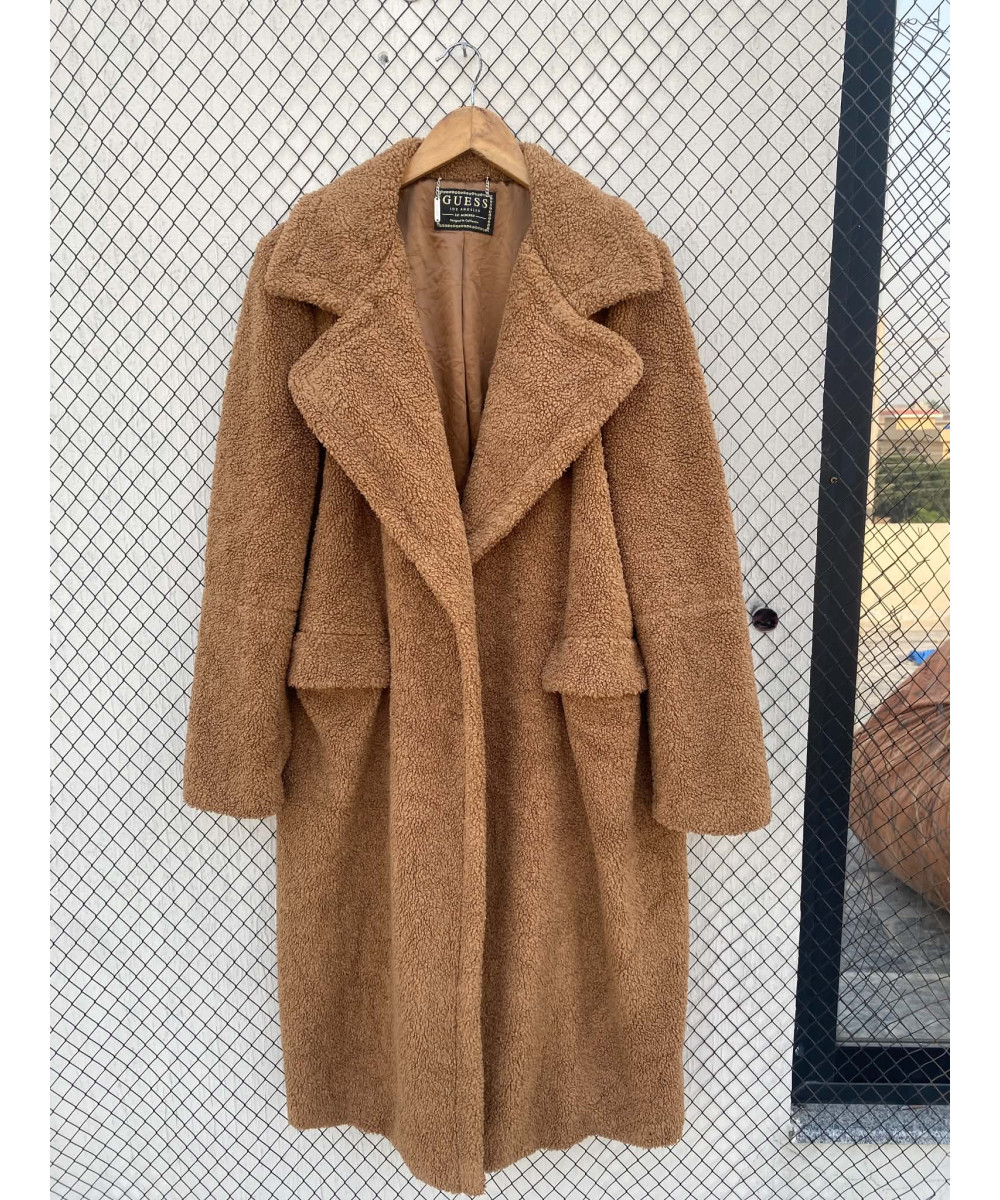 Brown, long, teddy coat