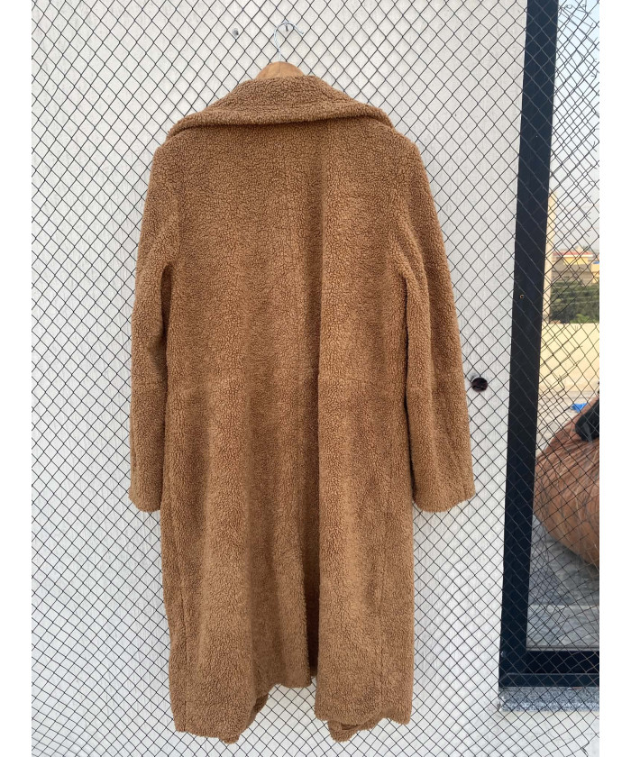 Brown, long, teddy coat