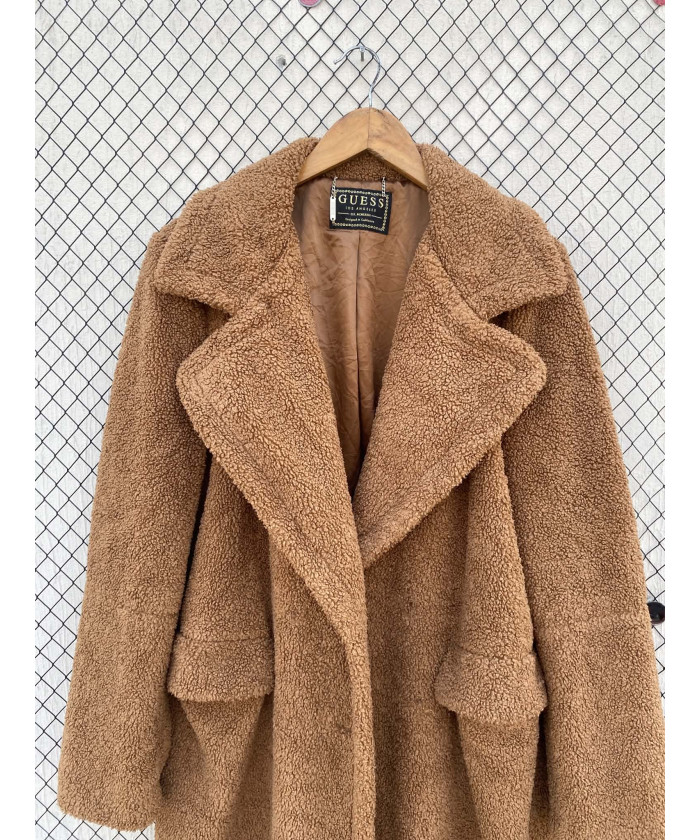 Brown, long, teddy coat