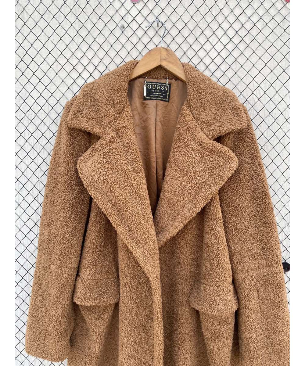 Brown, long, teddy coat