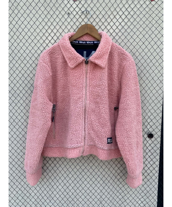 Pink, teddy, zipper jacket