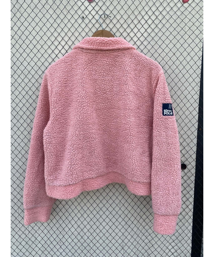 Pink, teddy, zipper jacket