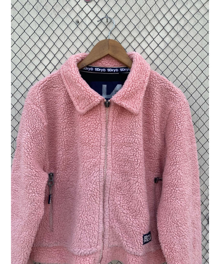 Pink, teddy, zipper jacket