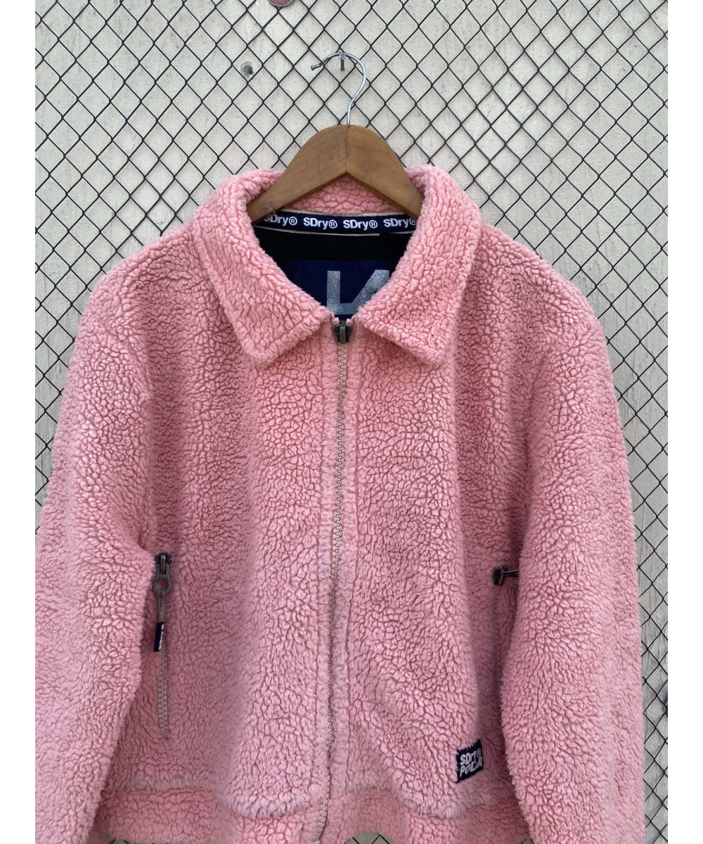 Pink, teddy, zipper jacket