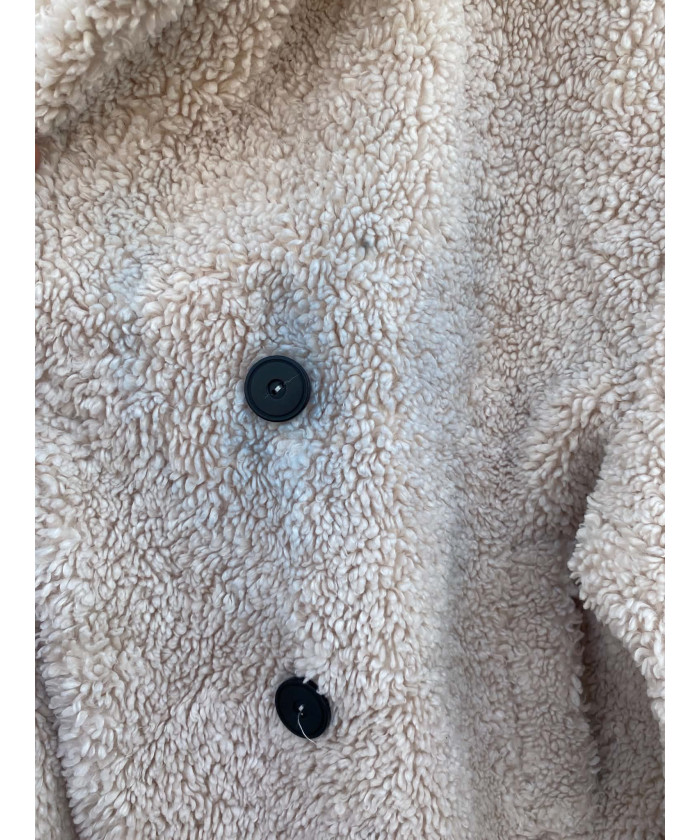 Beige, teddy, double-breasted coat