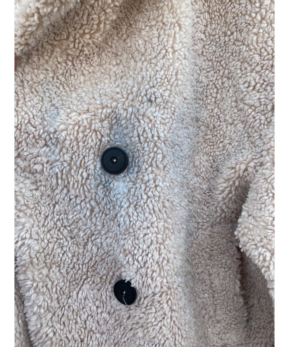 Beige, teddy, double-breasted coat