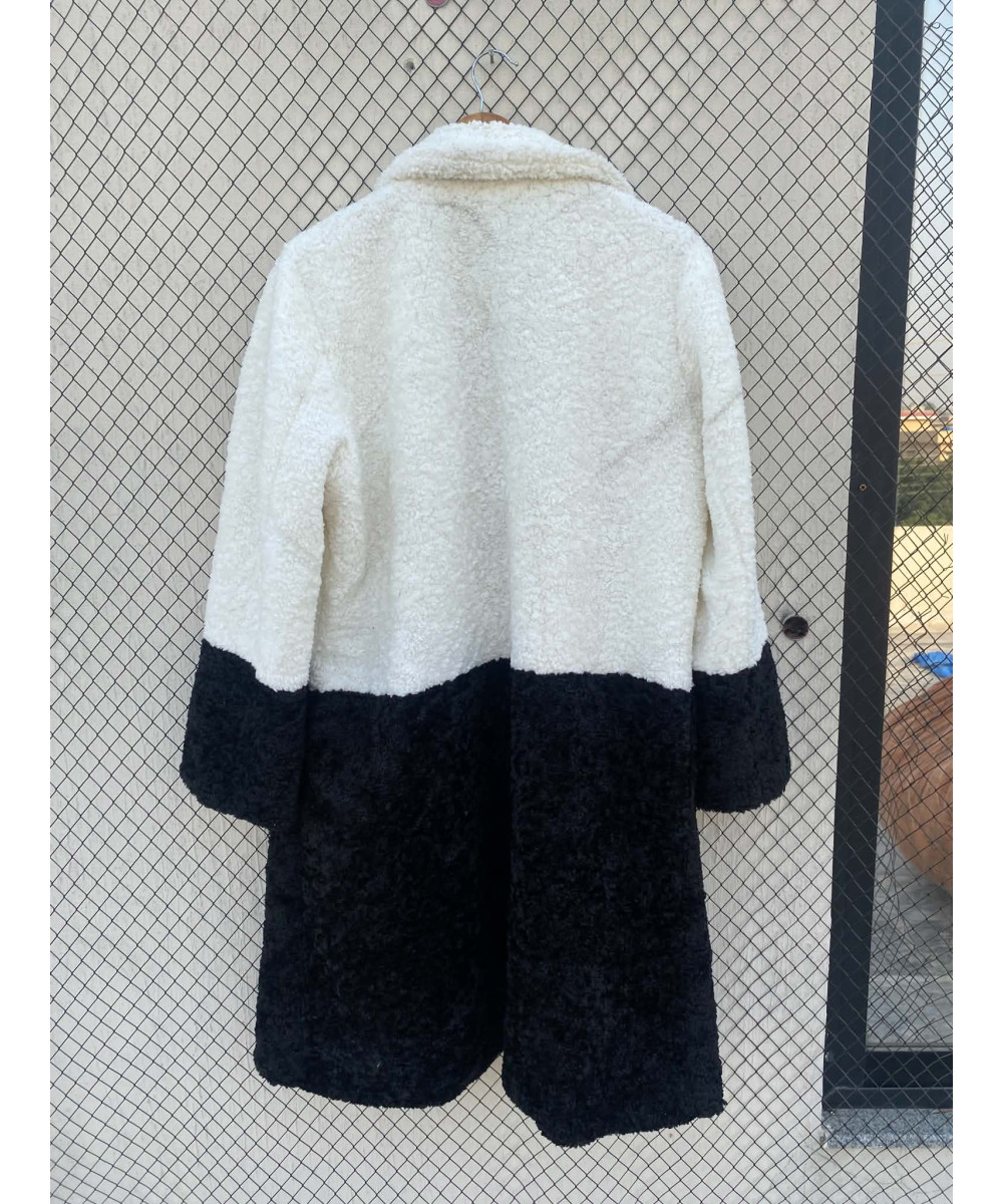 Two-toned, long, teddy coat