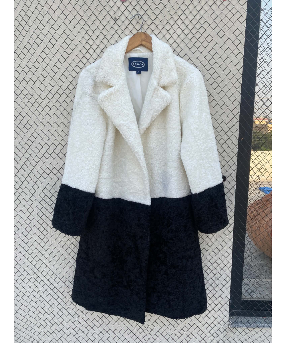 Two-toned, long, teddy coat
