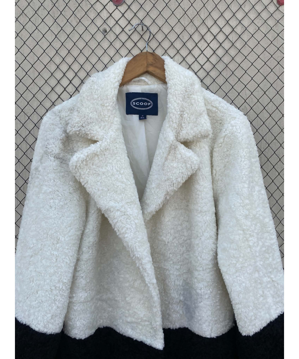 Two-toned, long, teddy coat